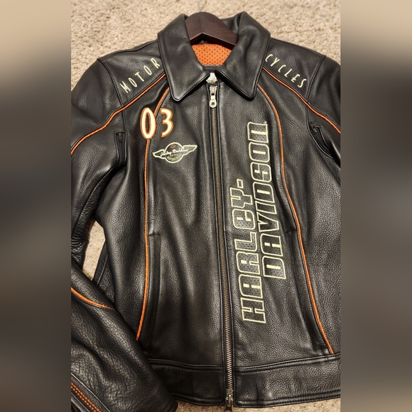 Genuine Harley Davidson 100th Anniversary Womens Leather Jacket (Small) - Picture 6 of 8